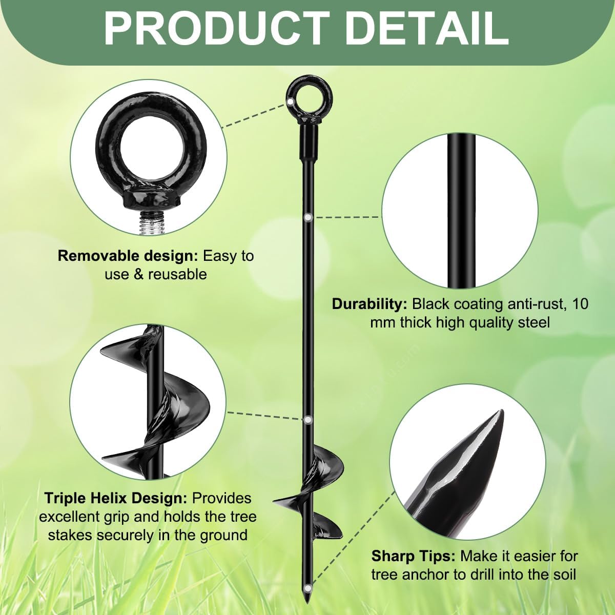 3‑Pack Heavy‑Duty Tree Stake Kit