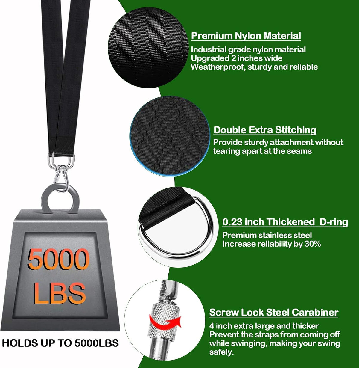 Extra Long Tree Swing Straps Kit