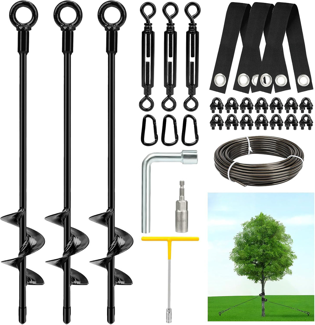 3‑Pack Heavy‑Duty Tree Stake Kit